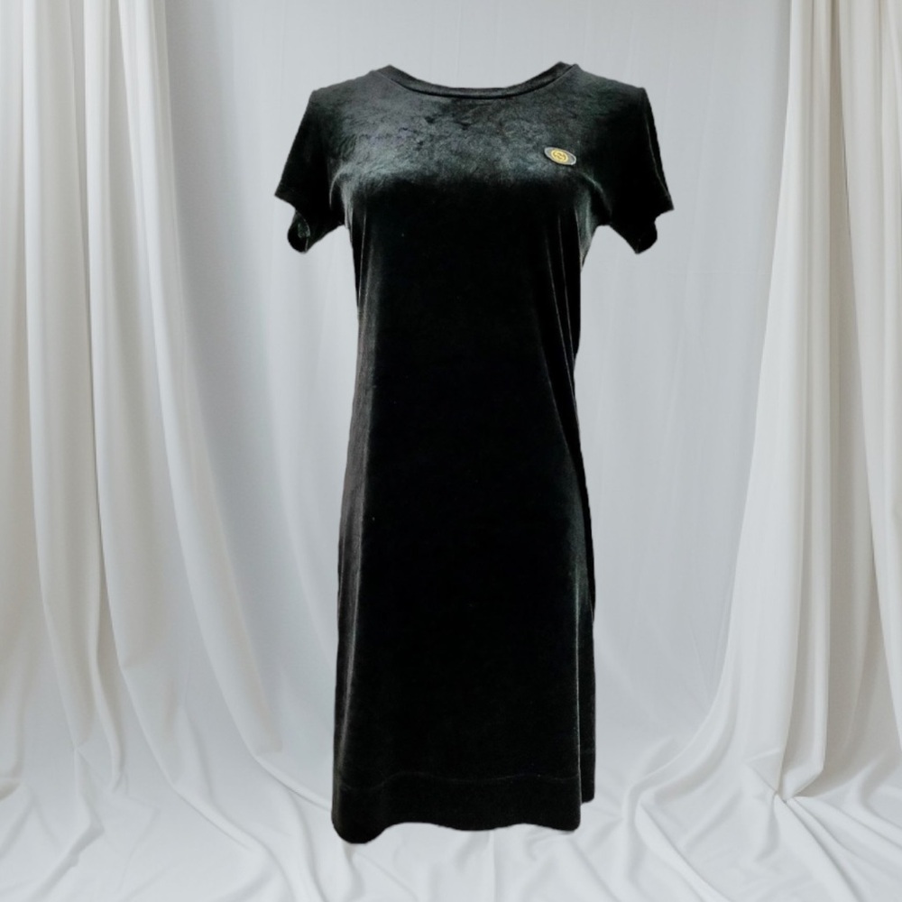 Gucci Black Velvet Dress w/ Gold Logo, Size small
